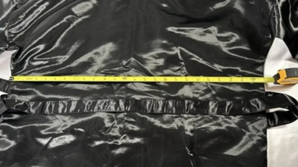 TITLE BOXING SHINY SATIN GLANZ ALL BLACK ROBE HOODED SIZE S FULL LENGTH